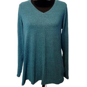 Sonoma Heathered Teal Green Long Sleeve V-Neck Top – Size Large
